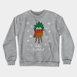 Feliz Cactidad - Christmas Cactus With Scarf Crewneck Sweatshirt